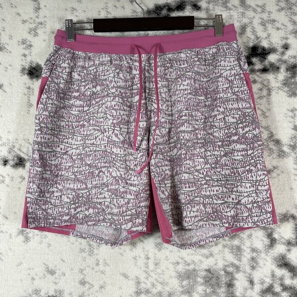 Lululemon Active Swim Shorts Mens Size‎ Large Pink Gray Colorblock Athleisure - Picture 1 of 9